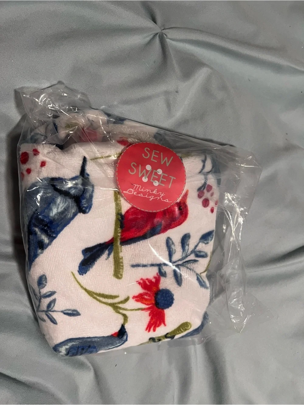 Kids bird Print Drawstring Backpack - Red & Blue on White